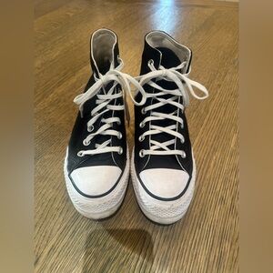 Converse Black and White Platform High-Top Sneakers